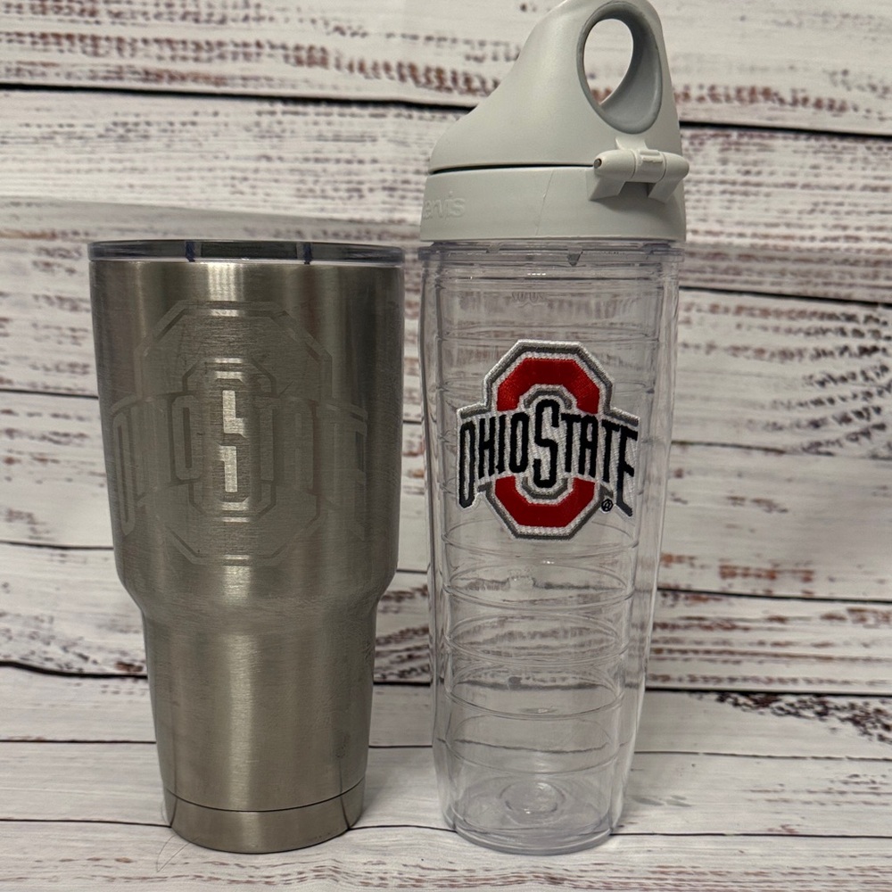 Yeti Ohio State Tumbler and Clear Tervis Water Bottle Set- Both Like New